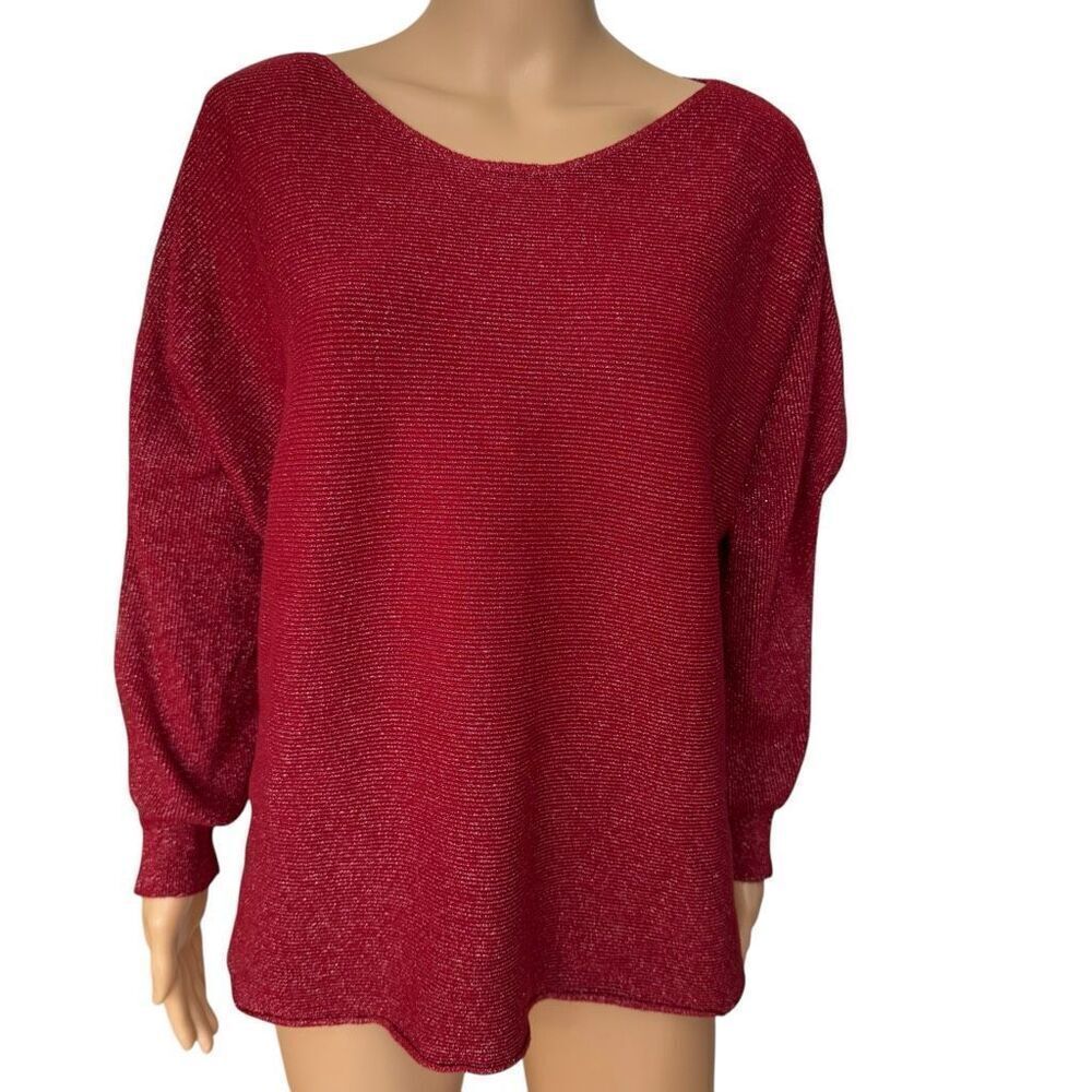 Luna red with metallic boxy fit sweater size 3X